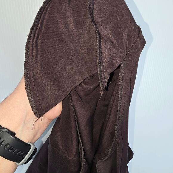 Vintage 1980's Claude Montana Blazer Blouse Brown Silk Raw Silk Button Front  8 - Picture 6 of 13